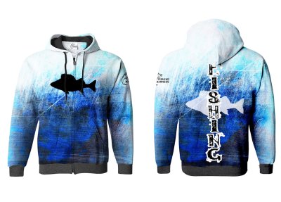 BLUZA Z KAPTUREM I ZAMKIEM FISHING - PERCH (blue)