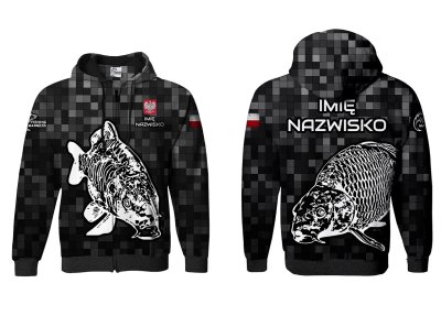 BLUZA Z KAPTUREM I ZAMKIEM PIXEL CARP (DARK GREY)