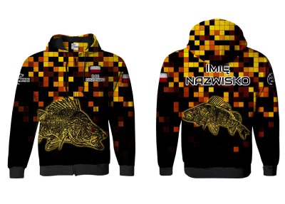 BLUZA Z KAPTUREM I ZAMKIEM PIXEL PERCH (GOLD)