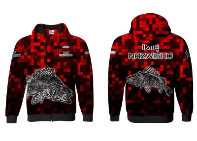 BLUZA Z KAPTUREM I ZAMKIEM PIXEL PERCH (RED)