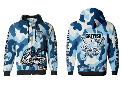 BLUZA Z KAPTUREM I ZAMKIEM CATFISH PRO (blue camo)