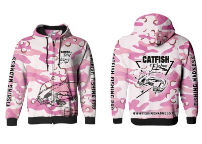 BLUZA Z KAPTUREM I ZAMKIEM CATFISH PRO (pink camo)