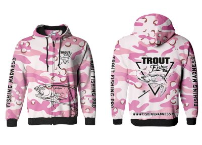 BLUZA Z KAPTUREM I ZAMKIEM TROUT PRO (pink camo)