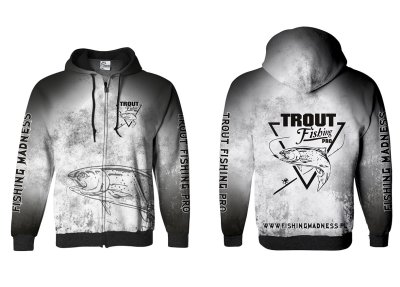 BLUZA Z KAPTUREM I ZAMKIEM TROUT PRO (silver grunge)