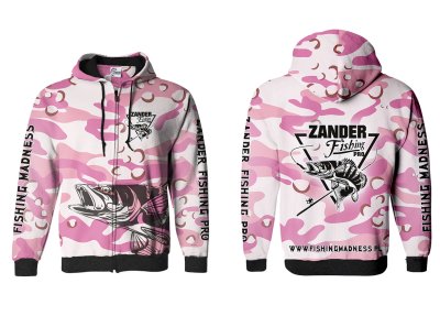 BLUZA Z KAPTUREM I ZAMKIEM ZANDER PRO (pink camo)