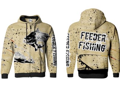 BLUZA Z KAPTUREM I ZAMKIEM FEEDER FISHING (jasny)