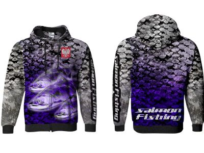 BLUZA Z KAPTUREM I ZAMKIEM SALMON FISHING (violet)